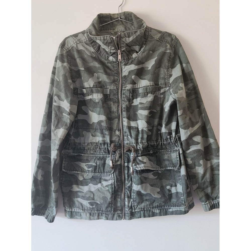 Old Navy Utility Jacket Women Large Green Camo Military Field Safari Anorak